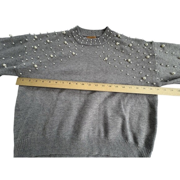 POL Pearl Embellished Full Sleeve Knit Sweater Sz L Pullover Comfy Boho - Picture 6 of 10
